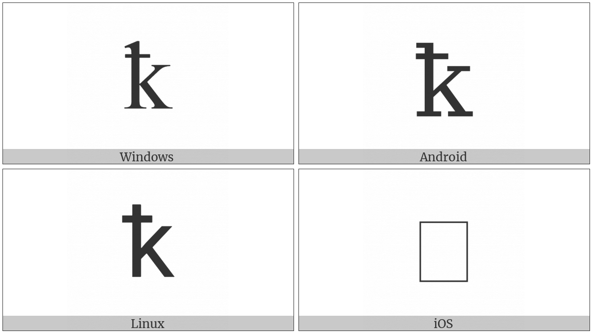 Latin Small Letter K With Stroke on various operating systems
