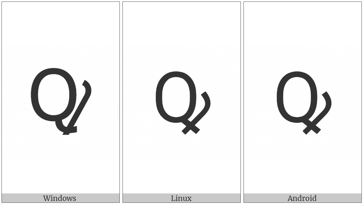 Latin Capital Letter Q With Diagonal Stroke on various operating systems