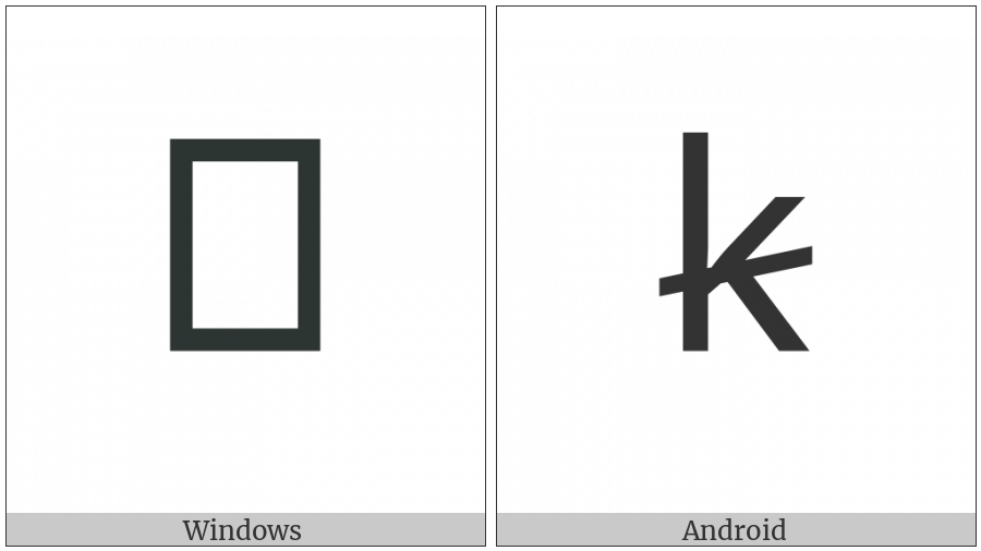 Latin Small Letter K With Oblique Stroke on various operating systems