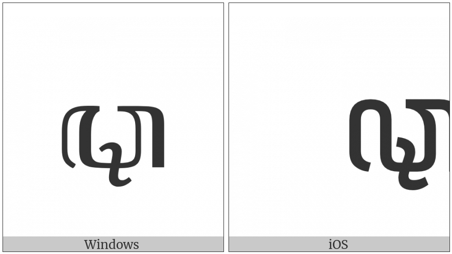 Javanese Letter Ta Murda on various operating systems
