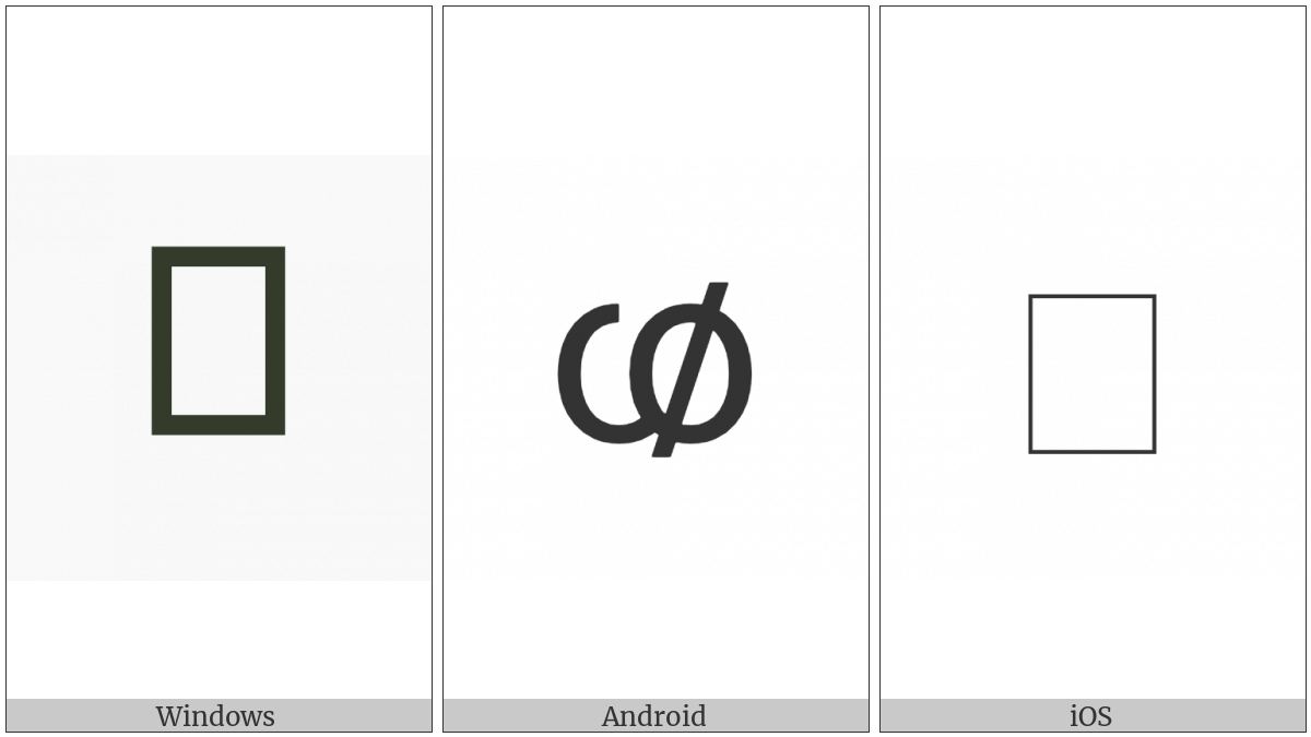 Latin Small Letter Turned O Open-O With Stroke on various operating systems