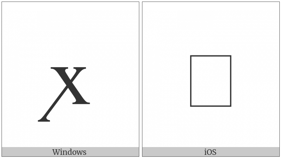 Latin Small Letter X With Long Left Leg on various operating systems