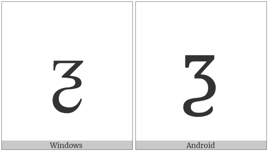 Latin Small Letter Ezh With Tail on various operating systems