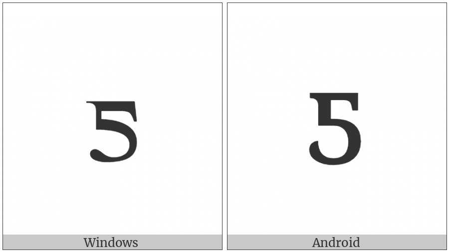 Latin Small Letter Tone Five on various operating systems