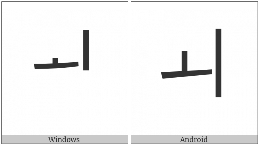 Hangul Jungseong Oe on various operating systems