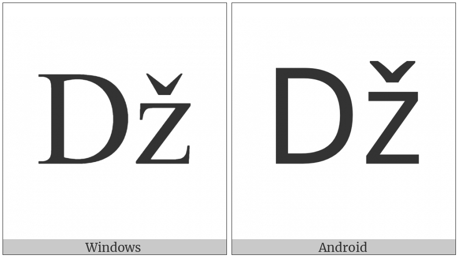Latin Capital Letter D With Small Letter Z With Caron on various operating systems