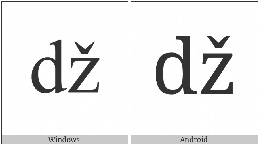 Latin Small Letter Dz With Caron on various operating systems