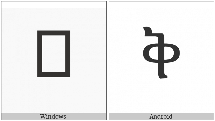 Ethiopic Syllable Qe on various operating systems