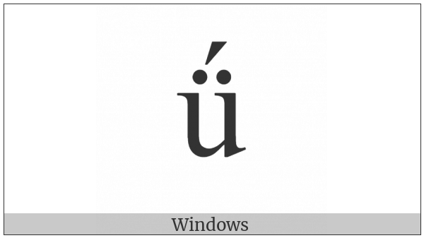 Latin Small Letter U With Diaeresis And Acute on various operating systems