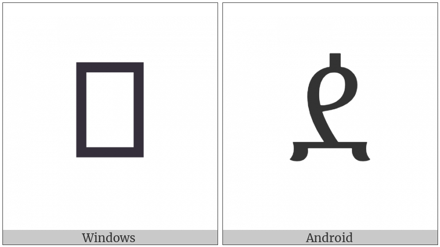 Ethiopic Syllable Dda on various operating systems
