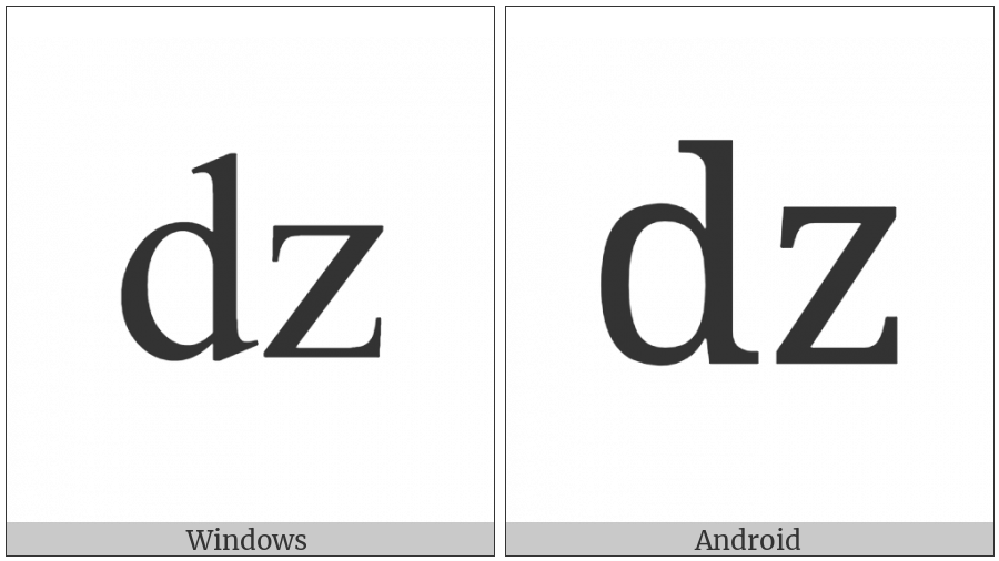 Latin Small Letter Dz on various operating systems