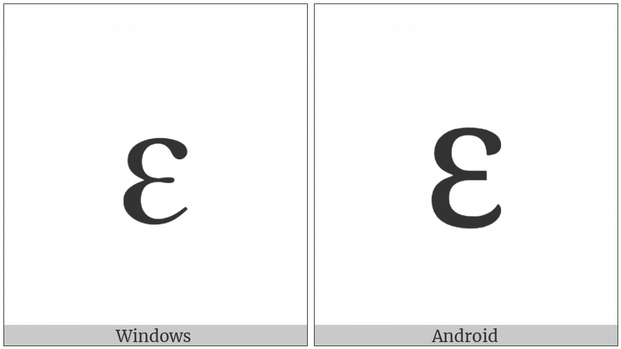 Latin Small Letter Open E on various operating systems