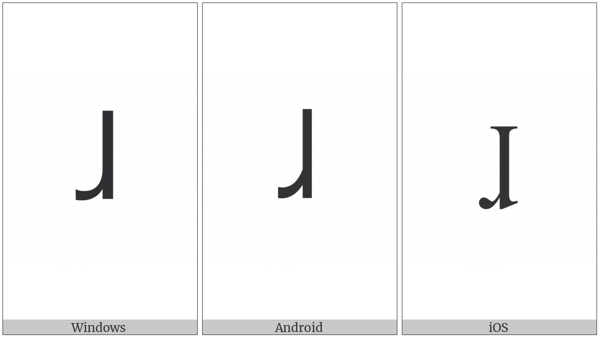 Latin Small Letter Turned R With Long Leg on various operating systems
