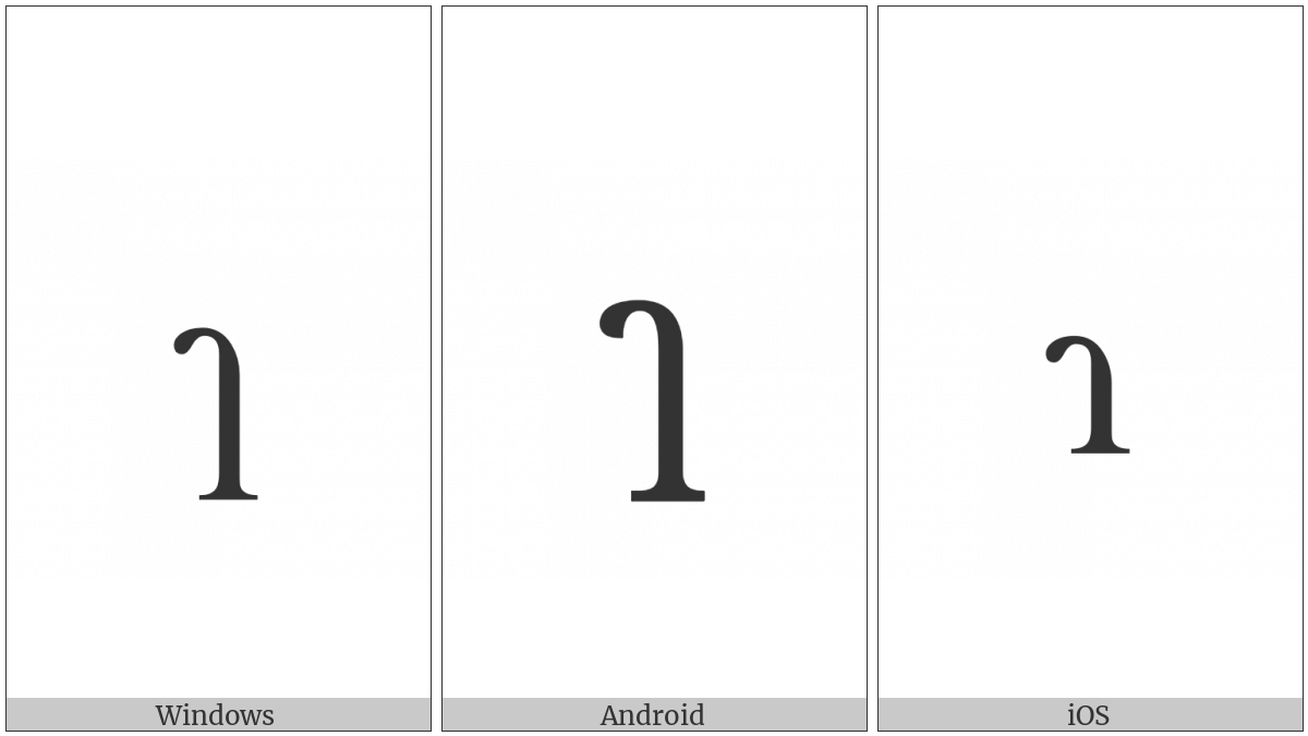 Latin Small Letter Reversed R With Fishhook on various operating systems