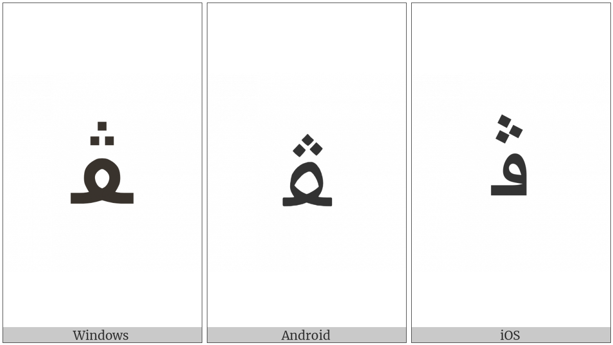 Arabic Letter Veh Medial Form on various operating systems