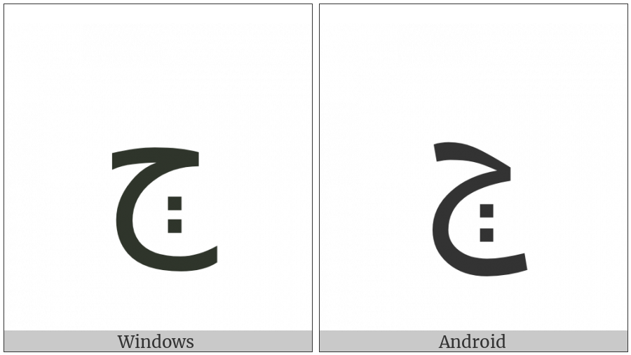 Arabic Letter Dyeh Isolated Form on various operating systems