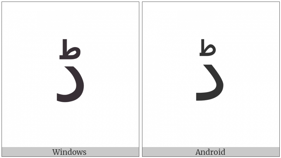 Arabic Letter Ddal Isolated Form on various operating systems