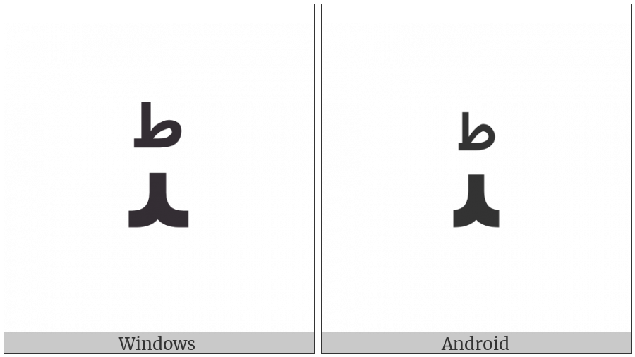Arabic Letter Rnoon Medial Form on various operating systems