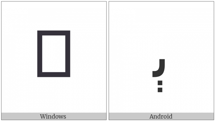 Arabic Letter E Initial Form on various operating systems