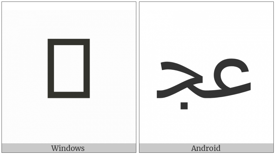 Arabic Ligature Ain With Jeem Initial Form on various operating systems