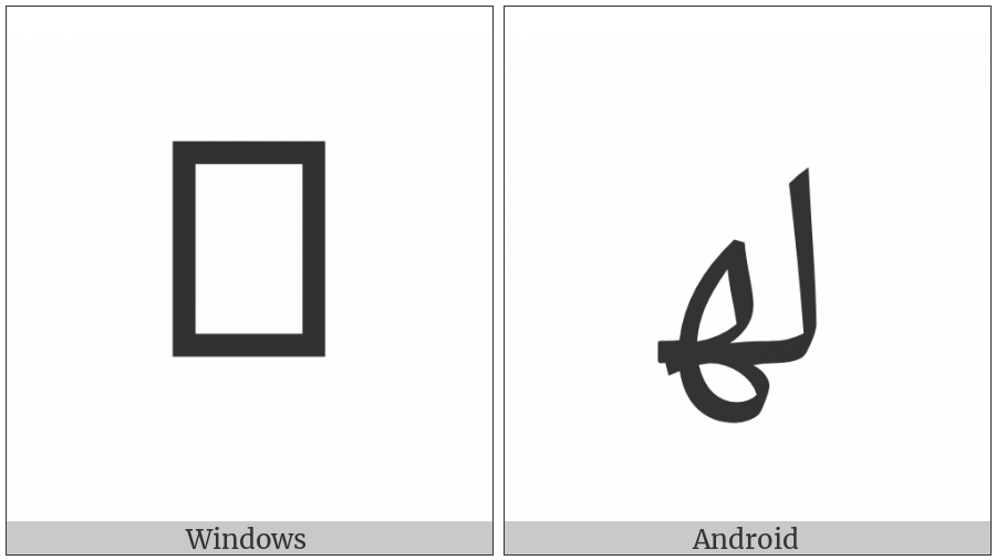Arabic Ligature Lam With Heh Initial Form on various operating systems