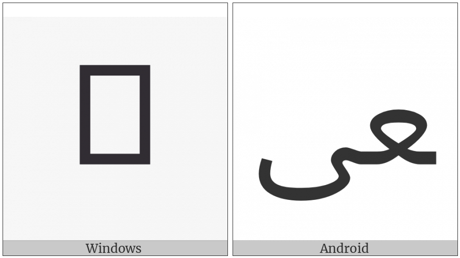 Arabic Ligature Ain With Alef Maksura Final Form on various operating systems