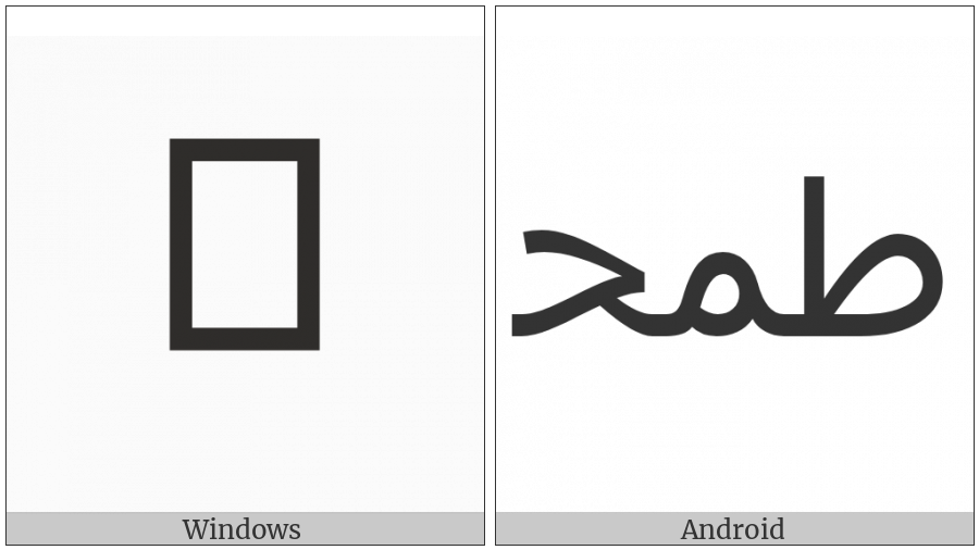 Arabic Ligature Tah With Meem With Hah Initial Form on various operating systems
