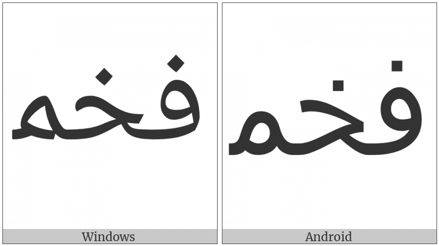 Arabic Ligature Feh With Khah With Meem Initial Form on various operating systems