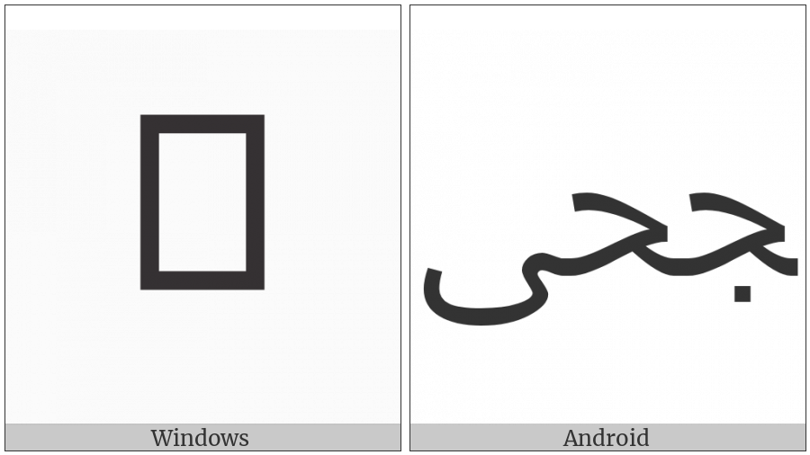Arabic Ligature Jeem With Hah With Alef Maksura Final Form on various operating systems
