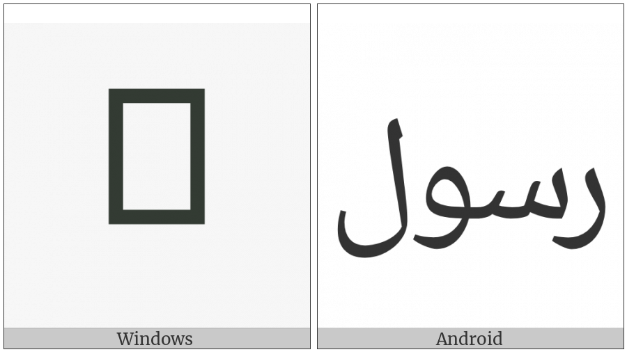 Arabic Ligature Rasoul Isolated Form on various operating systems