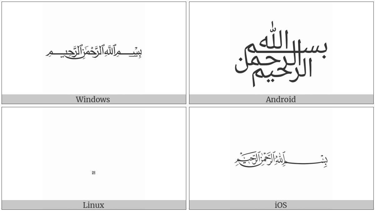 Arabic Ligature Bismillah Ar-Rahman Ar-Raheem on various operating systems