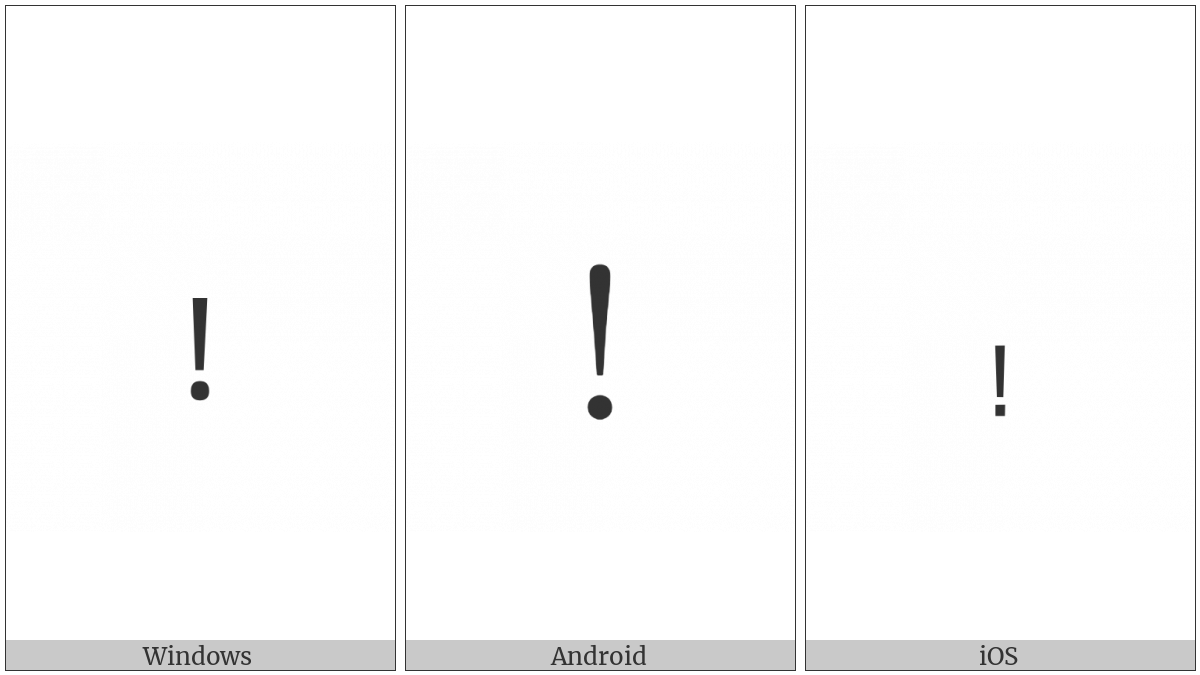 Small Exclamation Mark on various operating systems