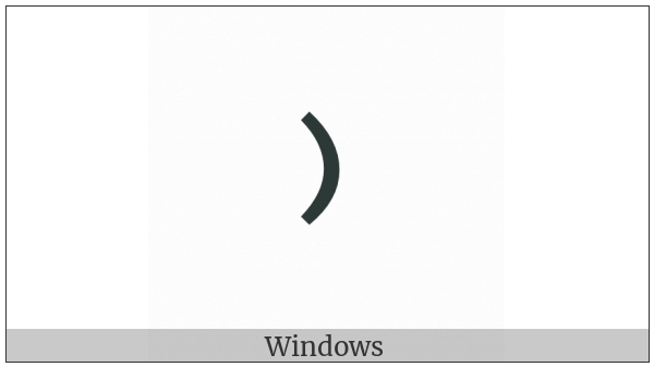 Small Right Parenthesis on various operating systems