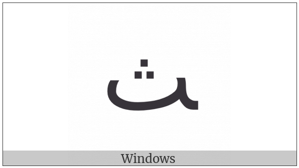 Arabic Letter Theh Final Form on various operating systems