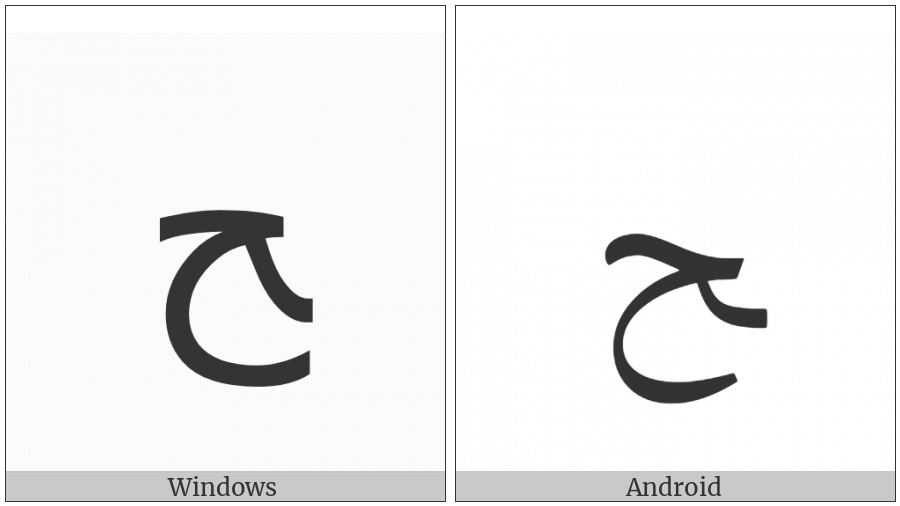 Arabic Letter Hah Final Form on various operating systems