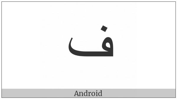 Arabic Letter Feh Isolated Form on various operating systems