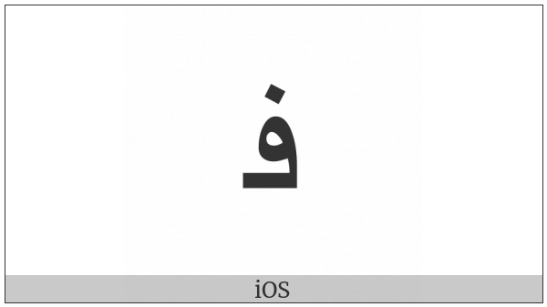 Arabic Letter Feh Initial Form on various operating systems
