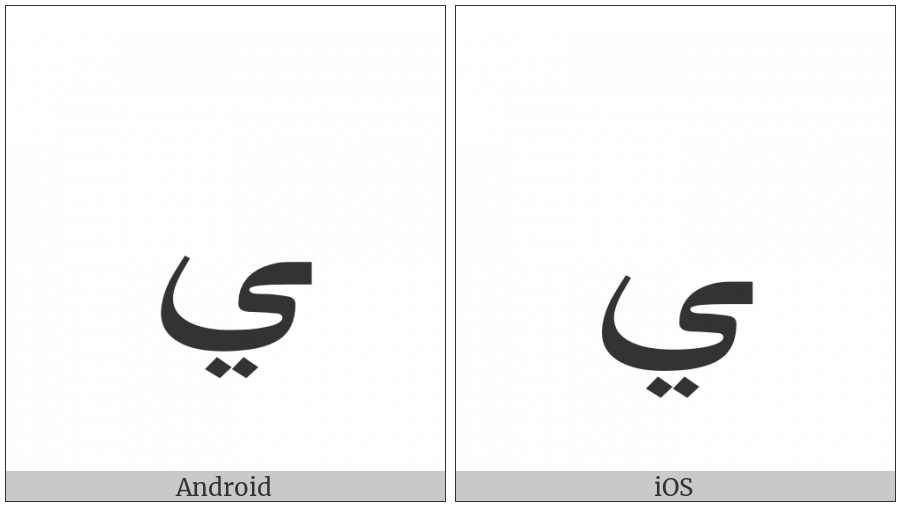 Arabic Letter Yeh Final Form on various operating systems