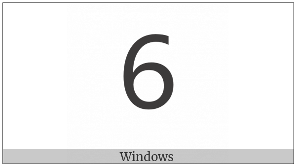 Fullwidth Digit Six on various operating systems