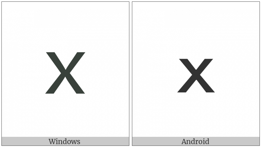 Fullwidth Latin Small Letter X on various operating systems