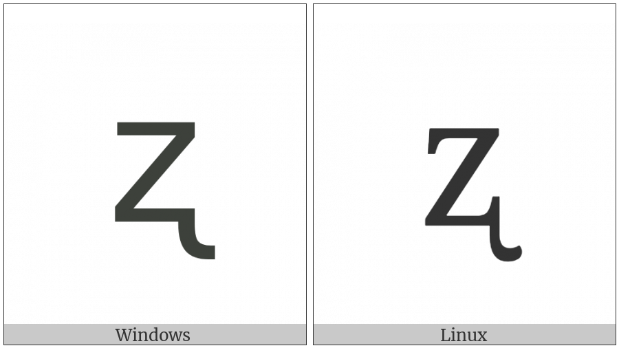 Latin Small Letter Z With Retroflex Hook on various operating systems