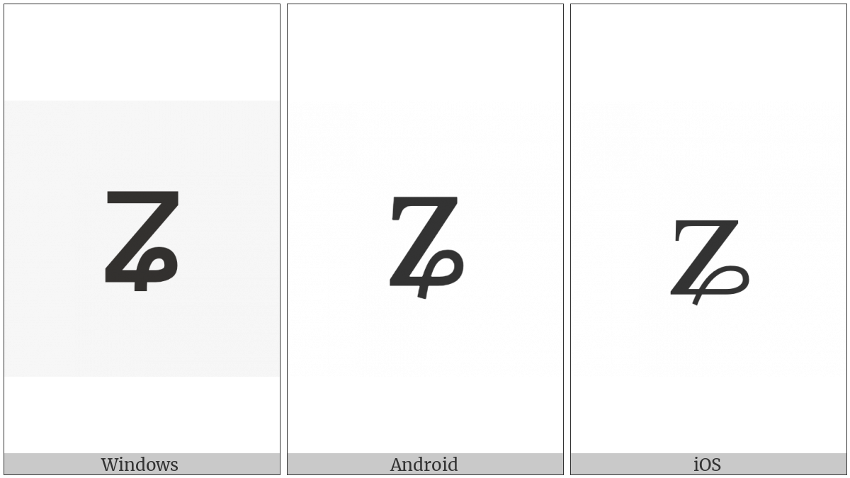 Latin Small Letter Z With Curl on various operating systems