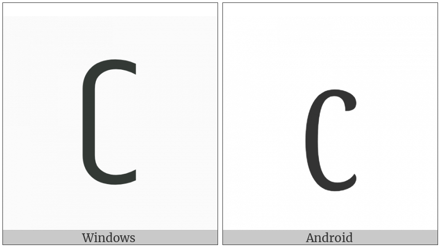 Latin Letter Stretched C on various operating systems