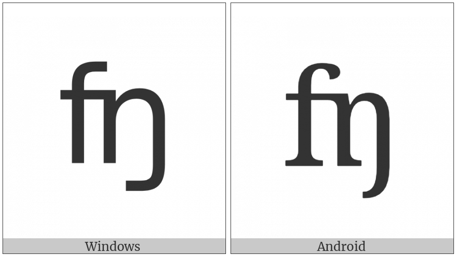 Latin Small Letter Feng Digraph on various operating systems