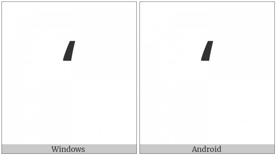 Modifier Letter Turned Comma on various operating systems