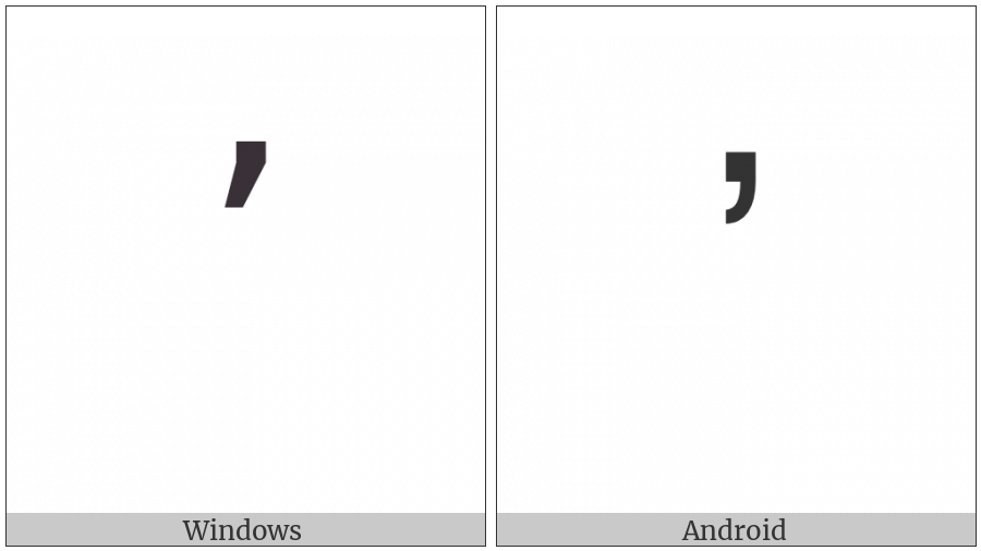 Modifier Letter Apostrophe on various operating systems