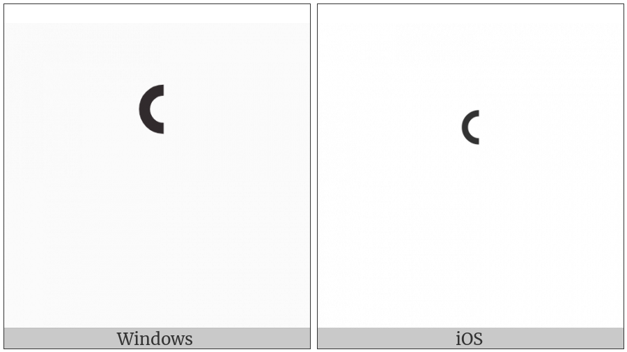 Modifier Letter Left Half Ring on various operating systems