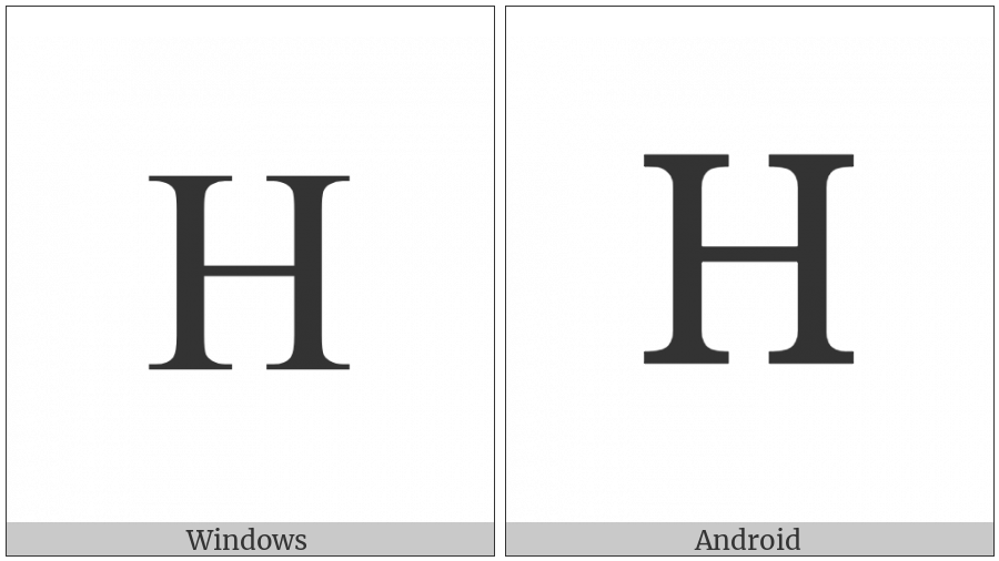 Latin Capital Letter H on various operating systems