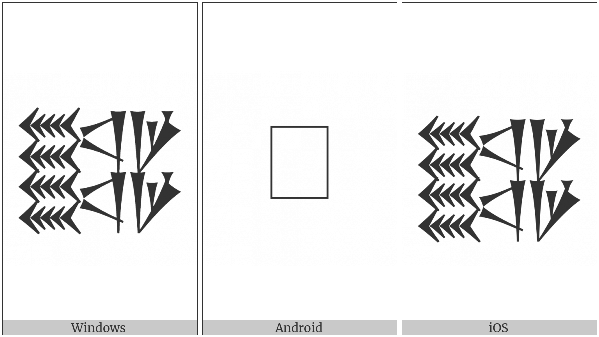 Cuneiform Sign She Over She Gad Over Gad Gar Over Gar on various operating systems