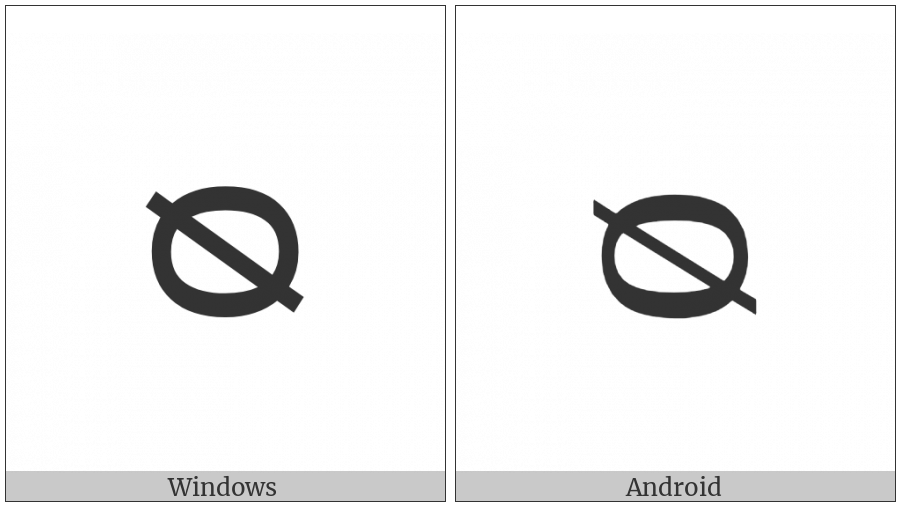 Latin Small Letter Sideways O With Stroke on various operating systems